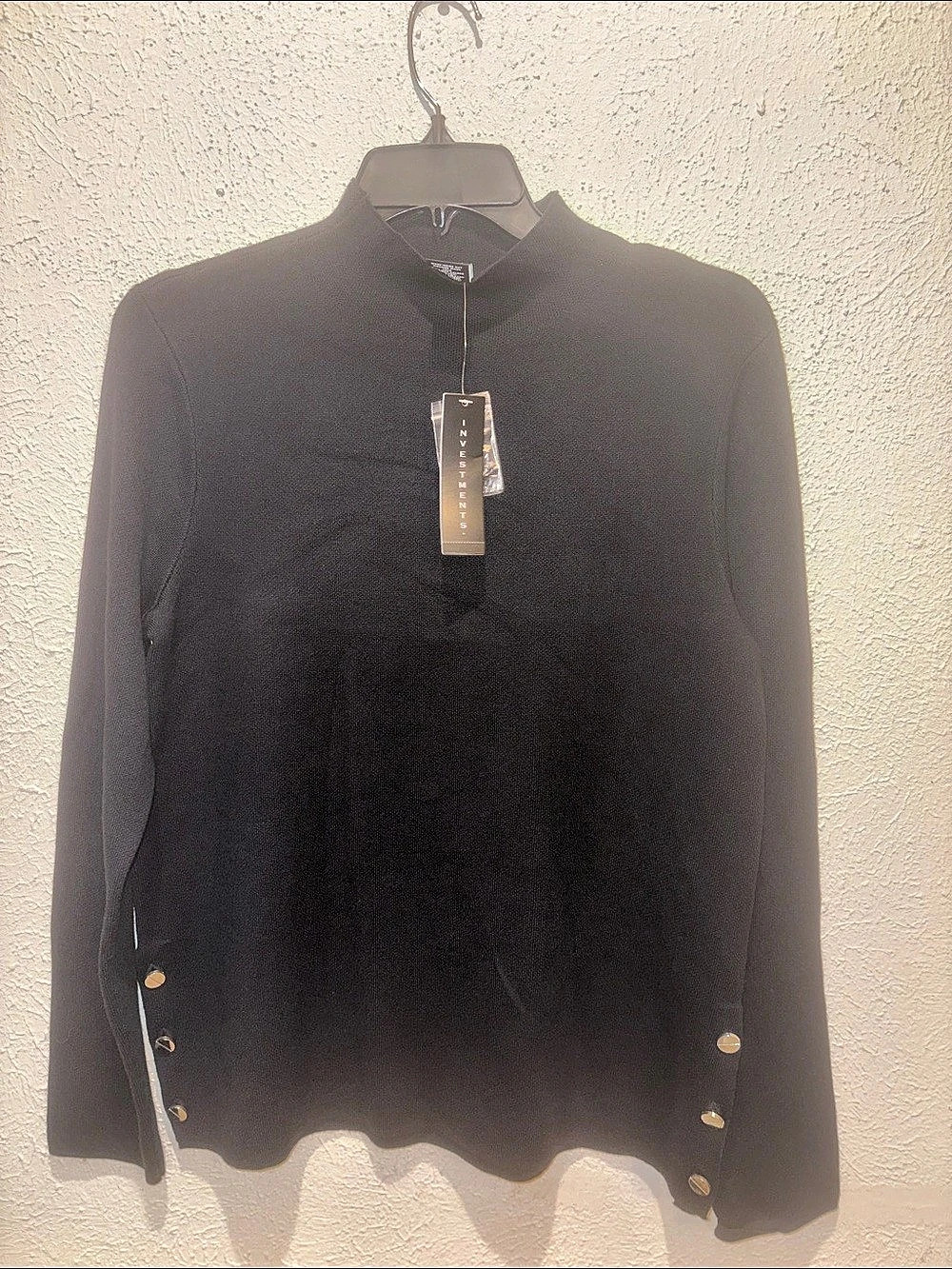 Investments Women'Small Long Sleeve Blouse in Black Size Small NWT